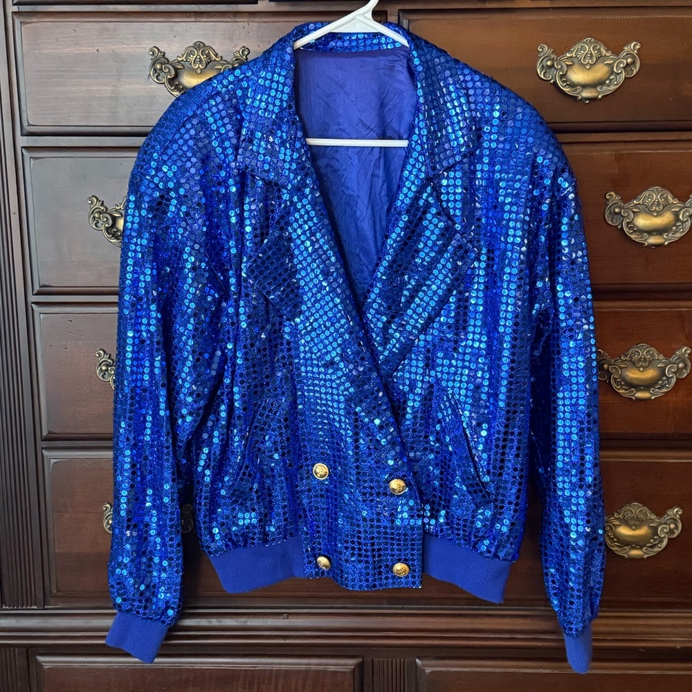 Vintage Blue Sequin Jacket
